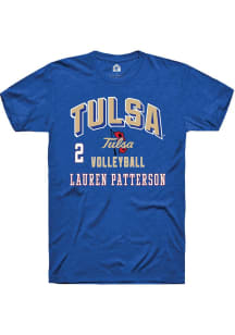 Lauren Patterson Rally Mens Blue Tulsa Golden Hurricane NIL Arch Logo Player T Shirt