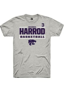 Brandie Harrod Rally Mens Ash K-State Wildcats NIL Stacked Box Player T Shirt