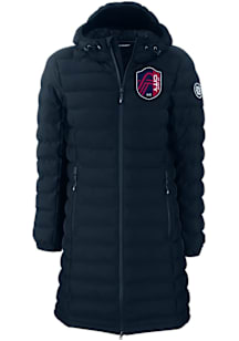 Cutter and Buck St Louis City SC Womens Navy Blue Mission Ridge Repreve Long Heavy Weight Jacket