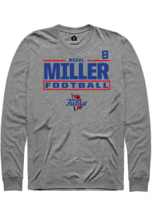 Mekhi Miller Mens Graphite Tulsa Golden Hurricane NIL Stacked Box Long Sleeve Player T Shirt