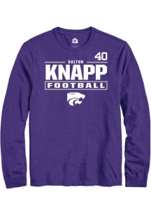Dalton Knapp Mens Purple K-State Wildcats NIL Stacked Box Long Sleeve Player T Shirt