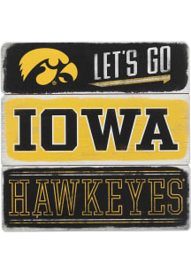 Black Iowa Hawkeyes Planked Sign