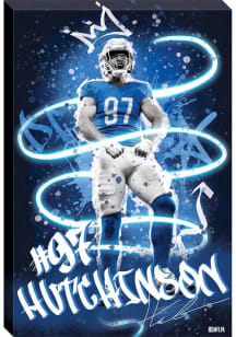Detroit Lions Neon Stretched Canvas Wall Art