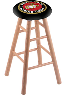 Marine Corps Round Cushion Oak Pub Stool - Brown
