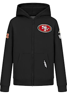 Pro Standard San Francisco 49ers Boys Black Classic Chenille Long Sleeve Full Zip Hooded Sweatshir..