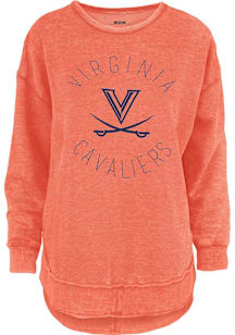 Pressbox Virginia Cavaliers Womens Orange Bakersfield Crew Sweatshirt
