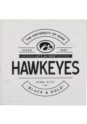 Iowa Hawkeyes White Deep Wood Block Sign