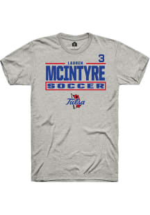 Lauren McIntyre Rally Mens Ash Tulsa Golden Hurricane NIL Stacked Box Player T Shirt