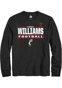 Chance Williams Mens Black Cincinnati Bearcats NIL Stacked Box Long Sleeve Player T Shirt
