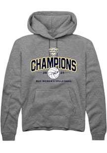 Summit Sportswear Toledo Rockets Mens Grey MAC 2025 Volleyball Champions Long Sleeve Hoodie