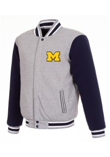 Michigan Wolverines Reversible Fleece Heavyweight Jacket - Charcoal