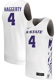 Pj Haggerty Mens White K-State Wildcats NIL Name And Number Basketball Jersey
