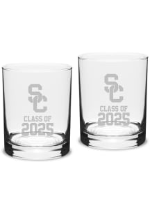 White USC Trojans Campus Crystal Class of 2025 Set of 2 Rock Glass