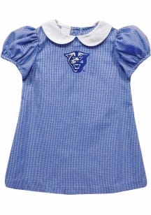 Vive La Fete Georgia State Panthers Baby Girls Blue Gingham Collar Short Sleeve Dress