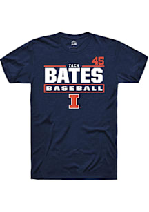 Zach Bates Illinois Fighting Illini Navy Blue NIL Stacked Box Short Sleeve Player T Shirt