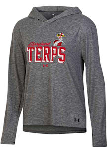 Under Armour Maryland Terrapins Womens Black Vintage Flat Mascot Hooded Sweatshirt