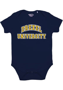 Baby Navy Blue Drexel Dragons Team Logo Short Sleeve One Piece