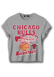 Junk Food Clothing Chicago Bulls Womens Grey Baby Hoops Short Sleeve T-Shirt