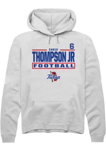 Chris Thompson Jr Rally Mens White Tulsa Golden Hurricane NIL Stacked Box Player Hood