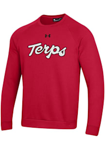 Under Armour Maryland Terrapins Mens Red All Day Fleece Long Sleeve Crew Sweatshirt