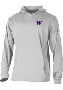 Mens Washington Huskies Grey Columbia Heat Seal Long Drive Hooded Sweatshirt