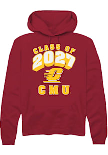 Summit Sportswear Central Michigan Chippewas Mens Maroon Class of 2027 Long Sleeve Hoodie