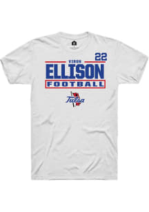 Viron Ellison Rally Mens White Tulsa Golden Hurricane NIL Stacked Box Player T Shirt
