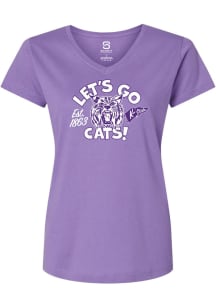 K-State Wildcats Lavender Summit Sportswear Let's Go Cats Short Sleeve T-Shirt