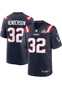 Treveyon Henderson  Nike New England Patriots Navy Blue Super Bowl Patch Home Football Jersey