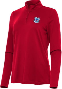 Antigua Coast Guard Womens Red Reprocess Recycled Qtr Zip Pullover