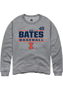 Zach Bates Illinois Fighting Illini Mens Graphite NIL Stacked Box Player Crew