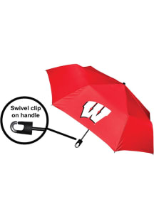 Red Wisconsin Badgers Storm Clip Mini Umbrella