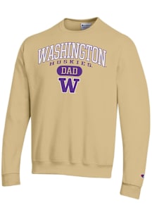 Champion Washington Huskies Mens Gold Dad Pill Powerblend Long Sleeve Crew Sweatshirt