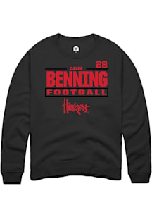 Caleb Benning Nebraska Cornhuskers Mens Black Football NIL Stacked Box Player Crew