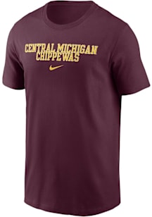 Nike Central Michigan Chippewas Maroon Stacked Name Short Sleeve T Shirt