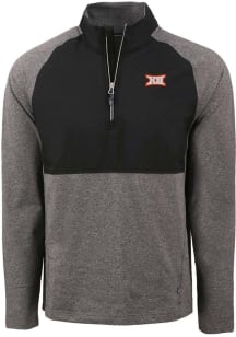Cutter and Buck Big 12 Mens Black Adapt Eco Hybrid Long Sleeve Qtr Zip Pullover
