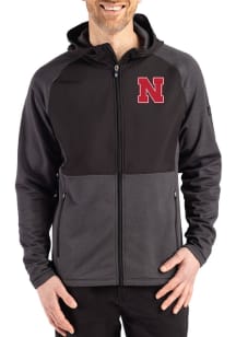 Mens Nebraska Cornhuskers Black Cutter and Buck Peshastin Long Sleeve Full Zip Jacket