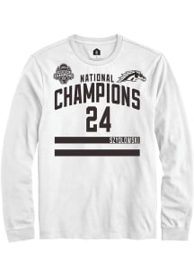 Garrett Szydlowski Mens White Western Michigan Broncos NIL 2025 National Champions Shirzee Long Sl..