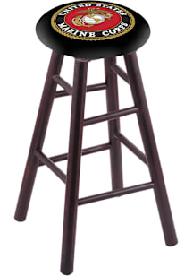 Marine Corps Round Cushion Maple Pub Stool - Brown
