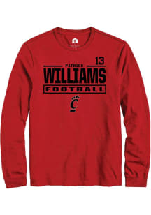 Patrick Williams Mens Red Cincinnati Bearcats NIL Stacked Box Long Sleeve Player T Shirt