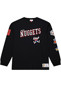 Mitchell and Ness Denver Nuggets Black Training Camp Long Sleeve Fashion T Shirt