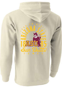 Arizona State Sun Devils Mens Oatmeal Mascot Overlay Long Sleeve Hoodie
