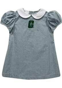Vive La Fete UNCC 49ers Baby Girls Green Gingham Collar Short Sleeve Dress