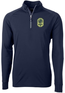 Cutter and Buck Nashville SC Mens Navy Blue Adapt Eco Knit Long Sleeve Qtr Zip Pullover