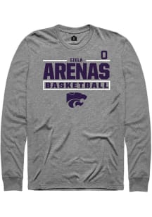 Izela Arenas Mens Graphite K-State Wildcats NIL Stacked Box Long Sleeve Player T Shirt