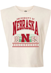 Womens Nebraska Cornhuskers White Summit Sportswear Heavyweight Muscle Tank Top