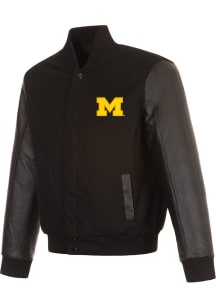 Michigan Wolverines Reversible Wool and Leather Heavyweight Jacket - Black