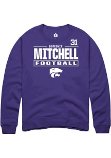 Dominic Mitchell Rally Mens Purple K-State Wildcats NIL Stacked Box Player Crew