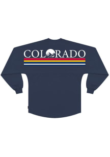 Colorado Womens Blue Striped Wordmark LS Tee