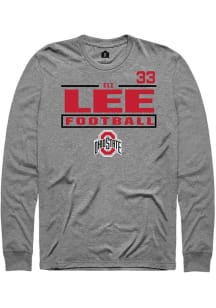 Eli Lee Mens Graphite Ohio State Buckeyes NIL Stacked Box Long Sleeve Player T Shirt